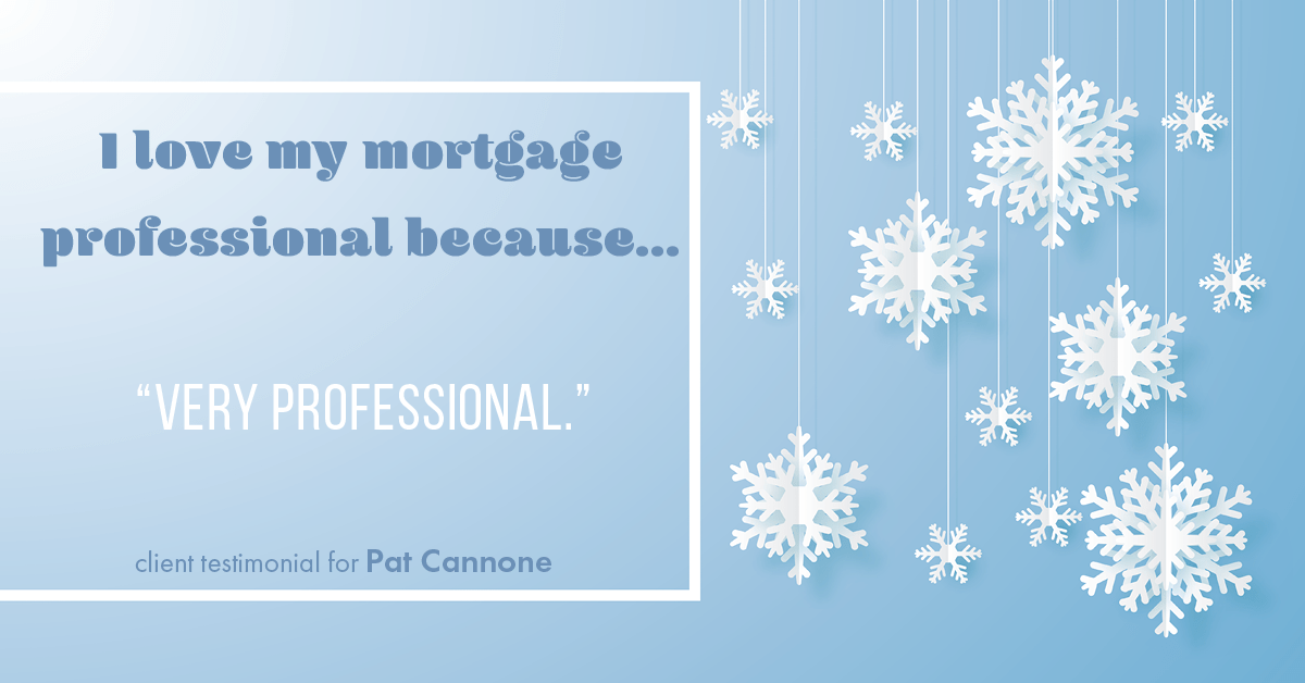 Testimonial for mortgage professional Pat Cannone in , : Love My MP: "Very Professional."