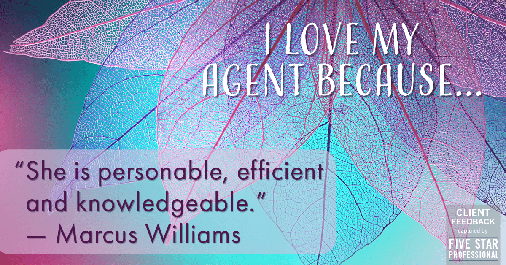 Testimonial for real estate agent Mary Beirne with Dream Town Realty in Chicago, IL: Love my agent: "She is personable, efficient and knowledgeable." — Marcus Williams