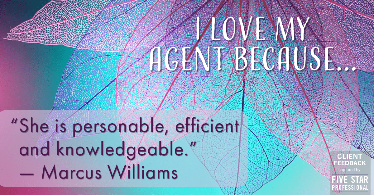Testimonial for real estate agent Mary Beirne with Dream Town Realty in , : Love my agent: "She is personable, efficient and knowledgeable." — Marcus Williams