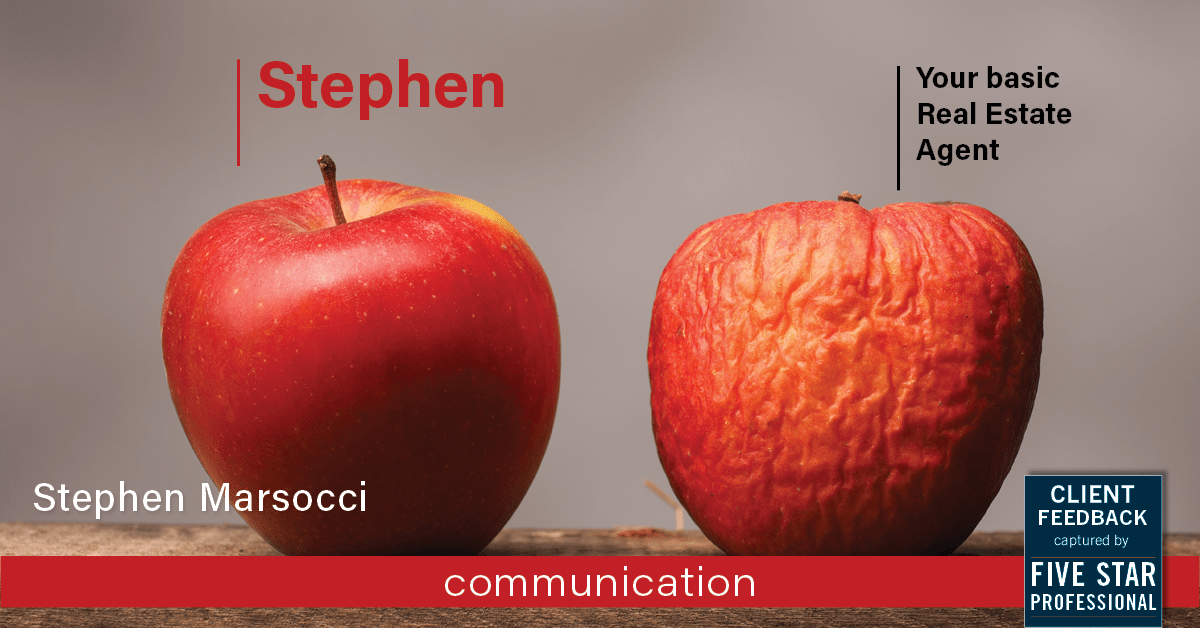 Testimonial for real estate agent Steve Marsocci in East Greenwich, RI: Your agent: The apple of every potential seller’s eye!