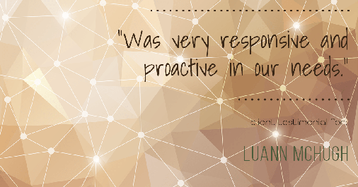 Testimonial for real estate agent LuAnn McHugh in Coatesville, PA: "Was very responsive and proactive in our needs."
