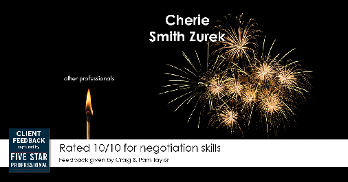 Testimonial for real estate agent Cherie Smith Zurek with RE/MAX in Lake Zurich, IL: Happiness Meters: Fireworks (negotiation skills - Craig & Pam Taylor)