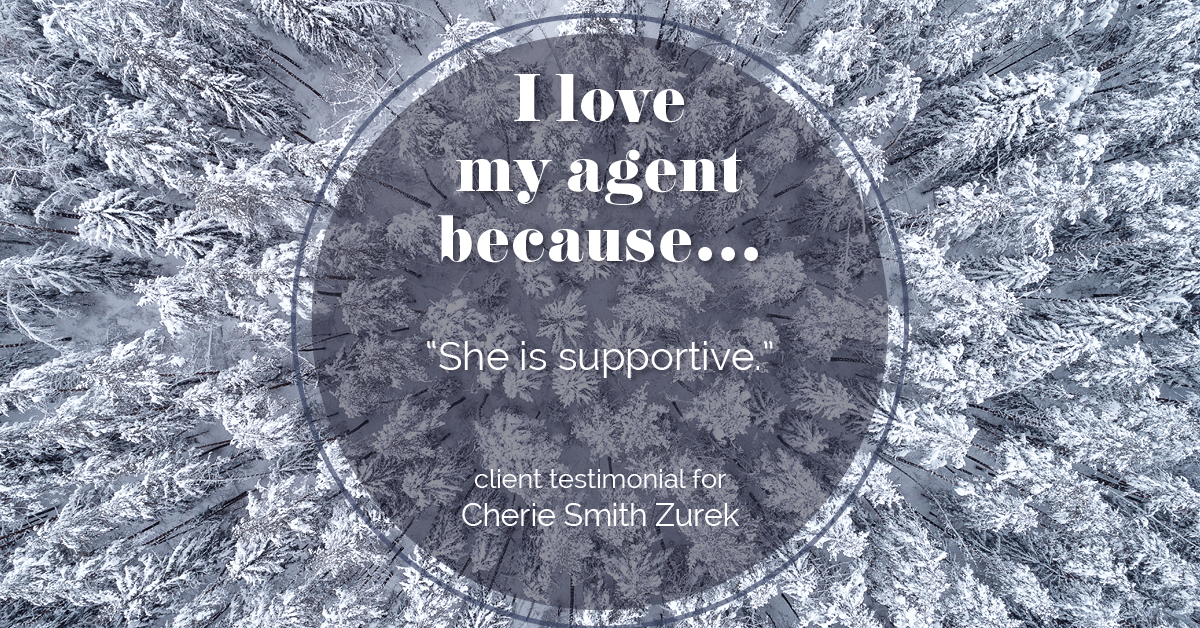 Testimonial for real estate agent Cherie Smith Zurek with RE/MAX in Lake Zurich, IL: Love My Agent: "She is supportive."