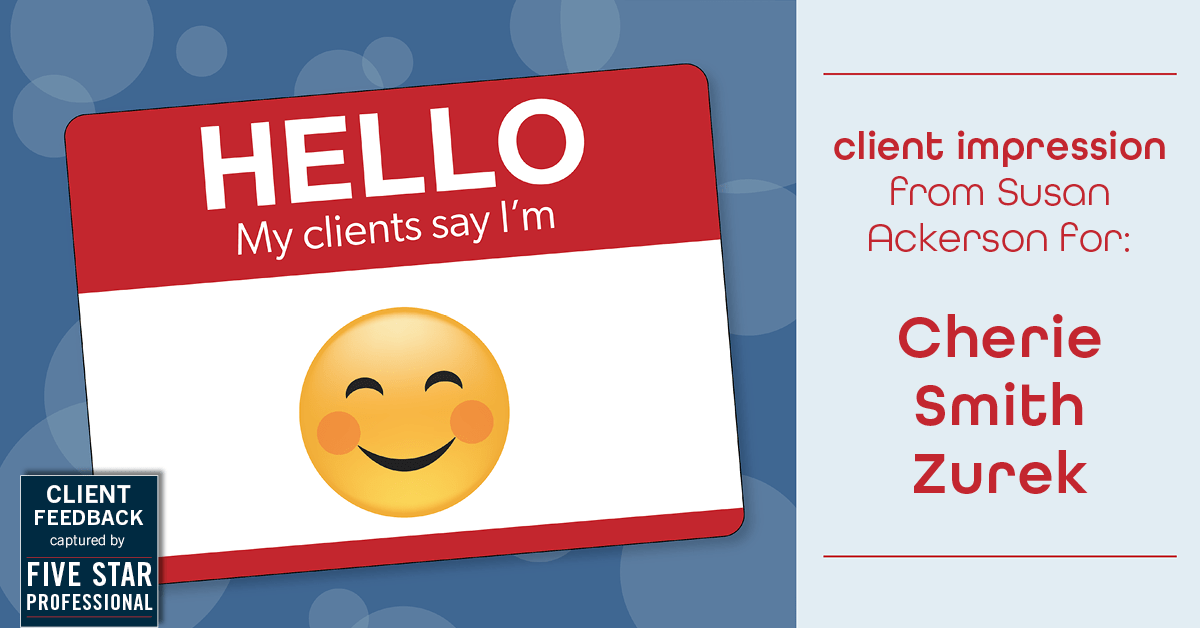 Testimonial for real estate agent Cherie Smith Zurek with RE/MAX in Lake Zurich, IL: Emoji Impression: Blush