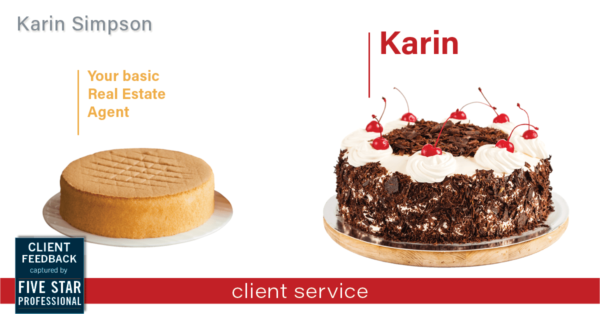 Testimonial for real estate agent Karin Simpson with Simpson Group Real Estate in , : Happiness Meter: Cake