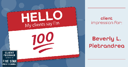 Testimonial for real estate agent Beverly Pietrandrea with Howard Hanna in Beaver, PA: Emoji Impression: 100