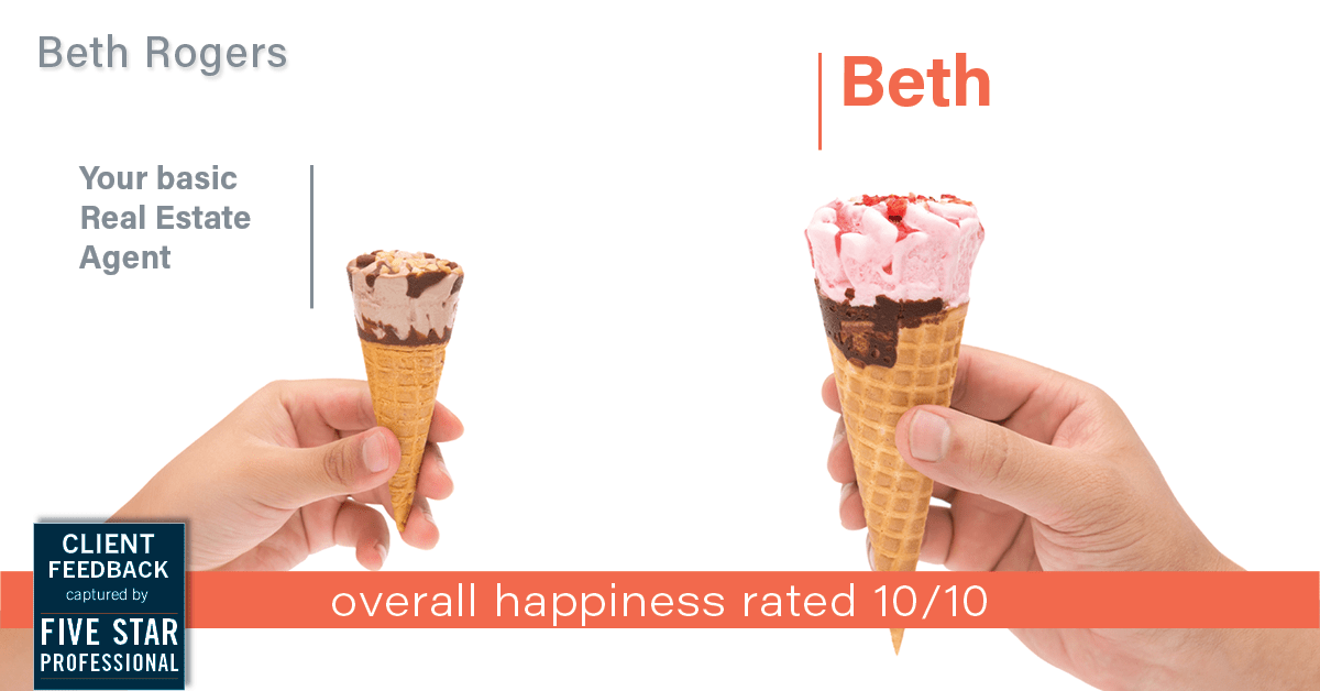 Testimonial for real estate agent Beth Rogers in , : Happiness Meters: Ice cream (overall happiness)