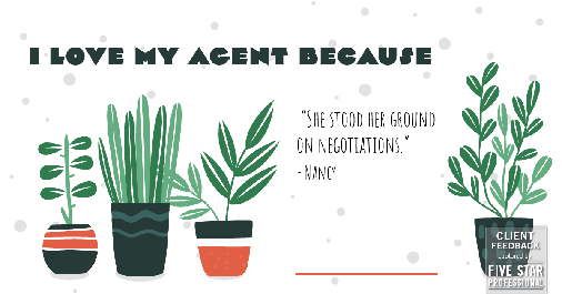 Testimonial for real estate agent Sue Schreiber in , : Love My Agent: "She stood her ground on negotiations." - Nancy