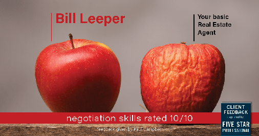 Testimonial for real estate agent Bill Leeper with Keller Williams in Greenwood Village, CO: Happiness Meters: Apples (negotiation skills - Paul Campbell)