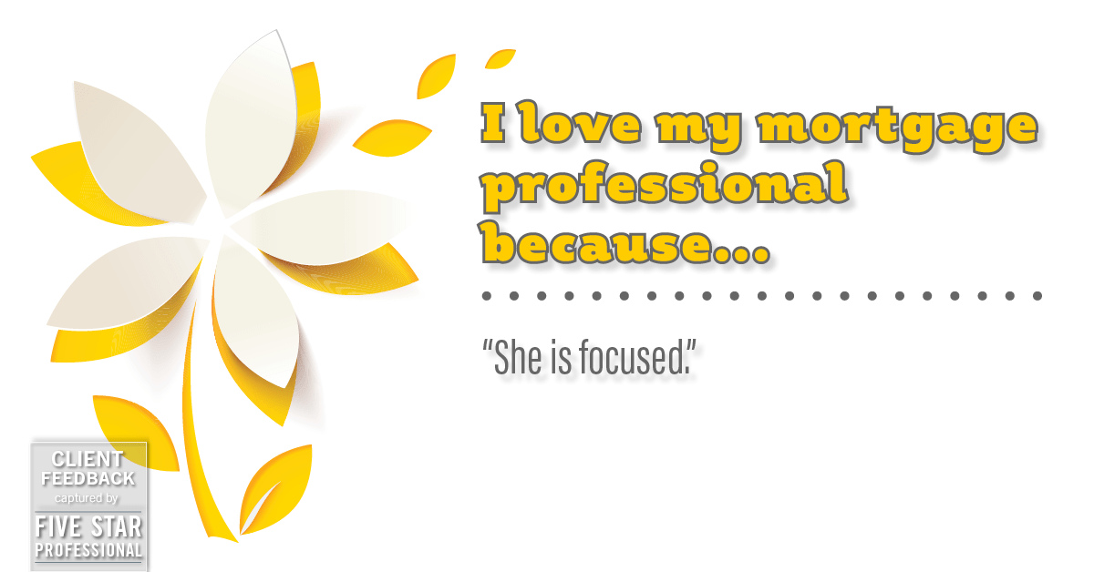 Testimonial for professional Jessica Owings with The Mortgage Network in Carbondale, CO: Love My MP: "She is focused."