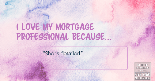 Testimonial for professional Jessica Owings with The Mortgage Network in Carbondale, CO: Love My MP: "She is detailed."
