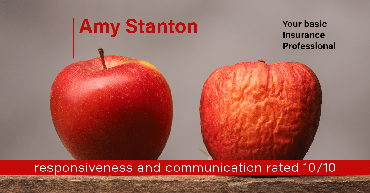 Testimonial for insurance professional Amy Stanton with Stanton Insurance in , : Happiness Meters: Apples (responsiveness and communication)