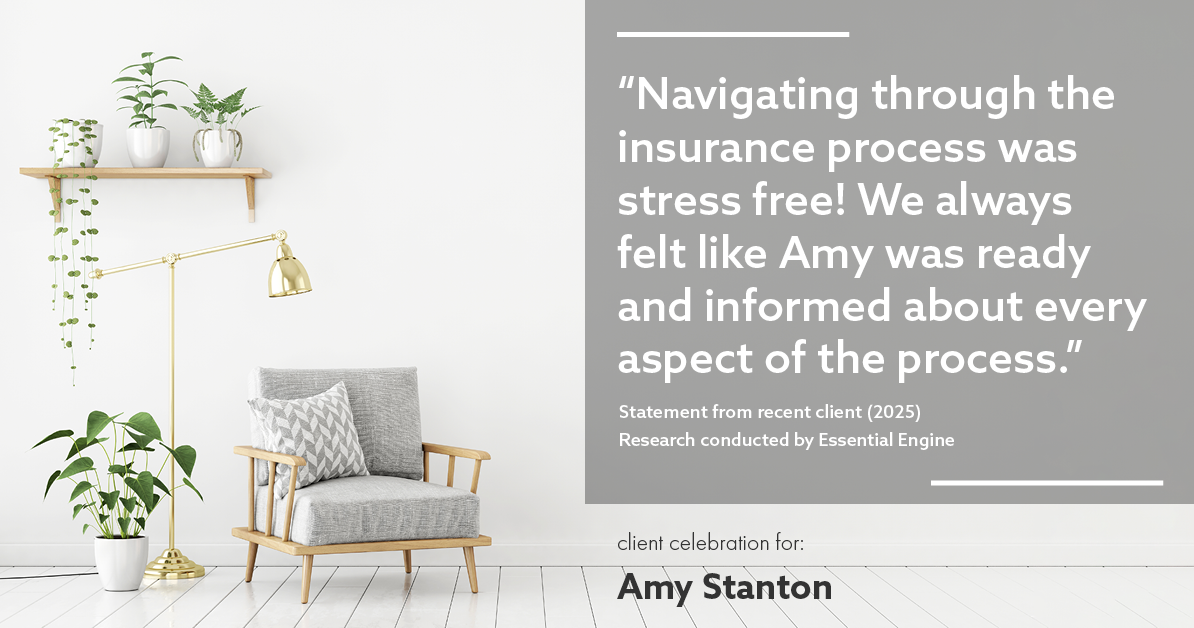 Testimonial for insurance professional Amy Stanton with Stanton Insurance in , : "Navigating through the insurance process was stress free! We always felt like Amy was ready and informed about every aspect of the process."