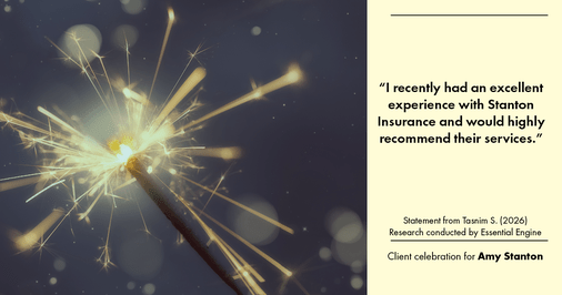Testimonial for insurance professional Amy Stanton with Stanton Insurance in LITTLETON, Co: “I recently had an excellent experience with Stanton Insurance and would highly recommend their services.”