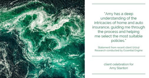 Testimonial for insurance professional Amy Stanton with Stanton Insurance in , : "Amy has a deep understanding of the intricacies of home and auto insurance, guiding me through the process and helping me select the most suitable policies."