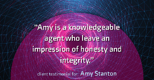 Testimonial for insurance professional Amy Stanton with Stanton Insurance in Littleton, CO: "Amy is a knowledgeable agent who leave an impression of honesty and integrity."