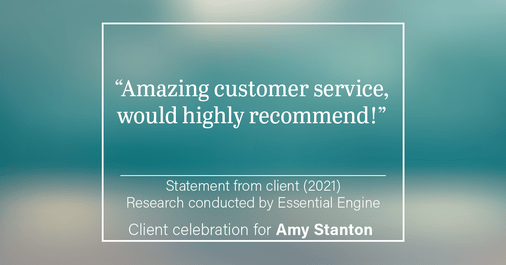 Testimonial for insurance professional Amy Stanton with Stanton Insurance in LITTLETON, Co: “Amazing customer service, would highly recommend!”