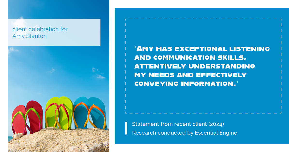 Testimonial for insurance professional Amy Stanton with Stanton Insurance in , : "Amy has exceptional listening and communication skills, attentively understanding my needs and effectively conveying information."