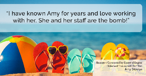 Testimonial for insurance professional Amy Stanton with Stanton Insurance in Littleton, CO: "I have known Amy for years and love working with her. She and her staff are the bomb!"