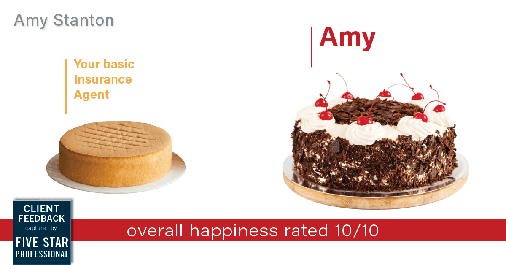 Testimonial for insurance professional Amy Stanton with Stanton Insurance in , : Happiness Meters: Cake (overall happiness)