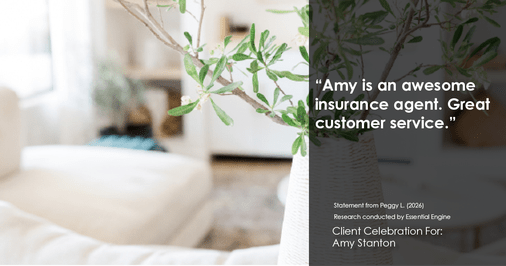 Testimonial for insurance professional Amy Stanton with Stanton Insurance in LITTLETON, Co: “Amy is an awesome insurance agent. Great customer service.”