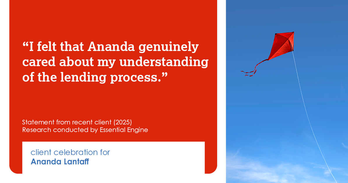 Testimonial for mortgage professional Ananda Lantaff with Mutual Security Mortgage in Boulder, CO: "I felt that Ananda genuinely cared about my understanding of the lending process."