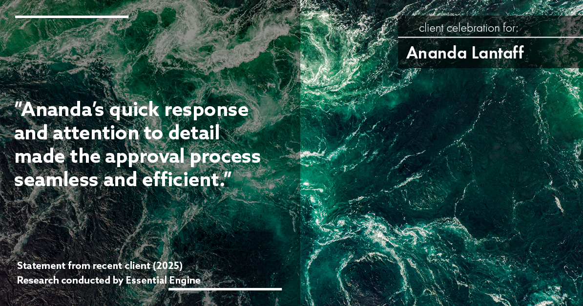 Testimonial for mortgage professional Ananda Lantaff with Mutual Security Mortgage in Boulder, CO: "Ananda's quick response and attention to detail made the approval process seamless and efficient."
