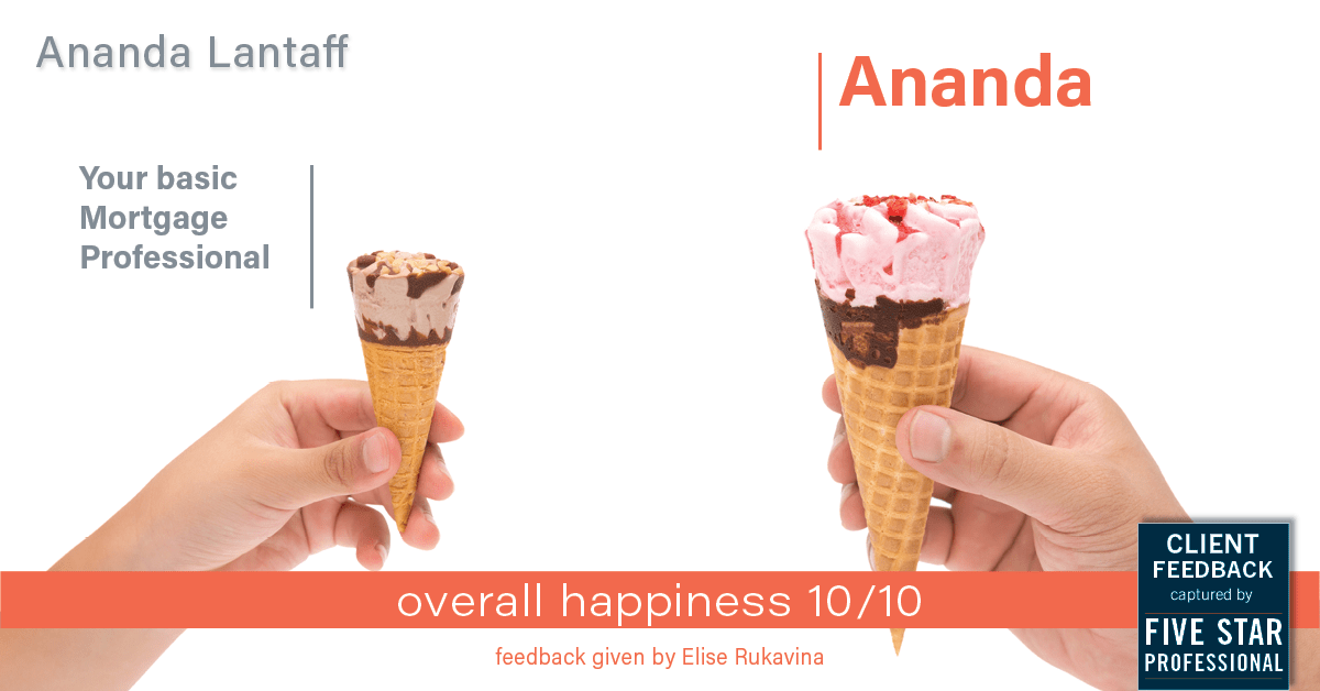 Testimonial for mortgage professional Ananda Lantaff in Boulder, CO: Happiness Meters: Ice cream (overall happiness - Elise Rukavina)