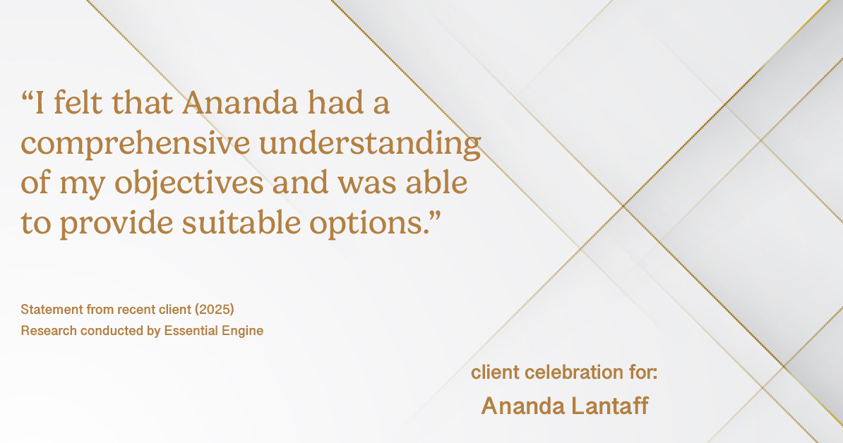 Testimonial for mortgage professional Ananda Lantaff with Mutual Security Mortgage in Boulder, CO: "I felt that Ananda had a comprehensive understanding of my objectives and was able to provide suitable options."