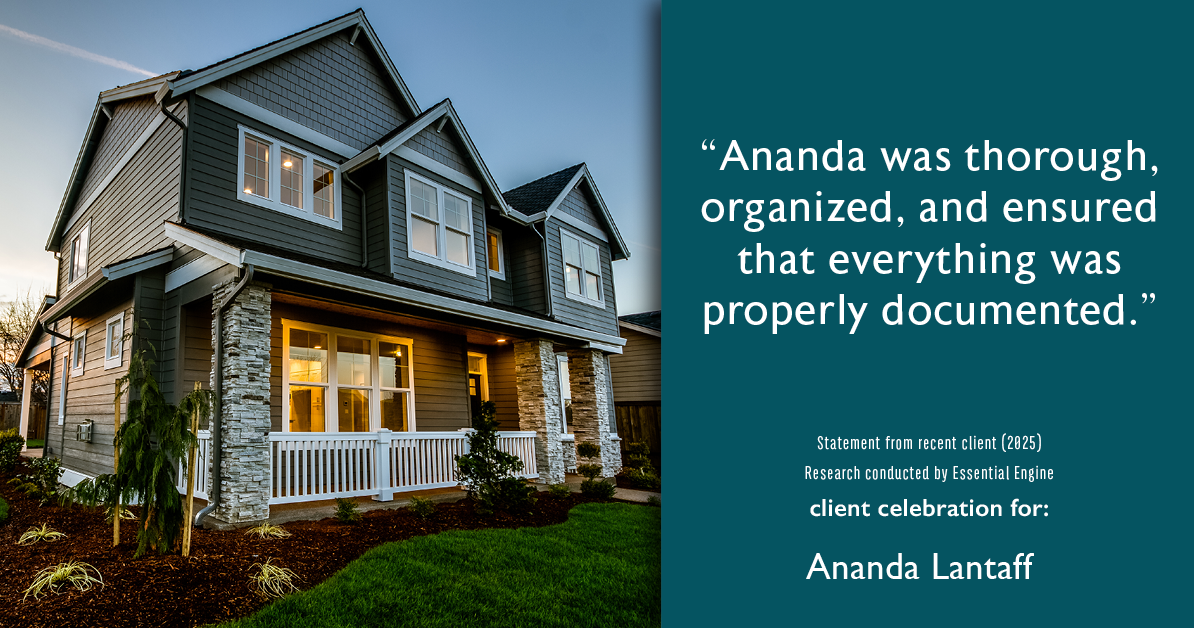Testimonial for mortgage professional Ananda Lantaff with Mutual Security Mortgage in Boulder, CO: "Ananda was thorough, organized, and ensured that everything was properly documented."