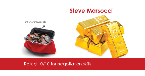 Testimonial for real estate agent Steve Marsocci in East Greenwich, RI: Happiness Meters: Gold (negotiation skills)