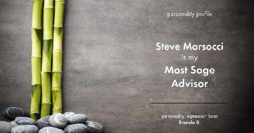 Testimonial for real estate agent Steve Marsocci in East Greenwich, RI: Personality Profile: Most Sage Advisor v.2 (Brenda B.)