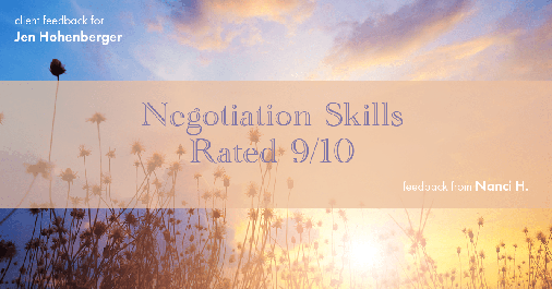 Testimonial for real estate agent Jen Hohenberger in Exton, PA: Happiness Meters: Stars 9/10 (Negotiation Skills - Nanci H.)