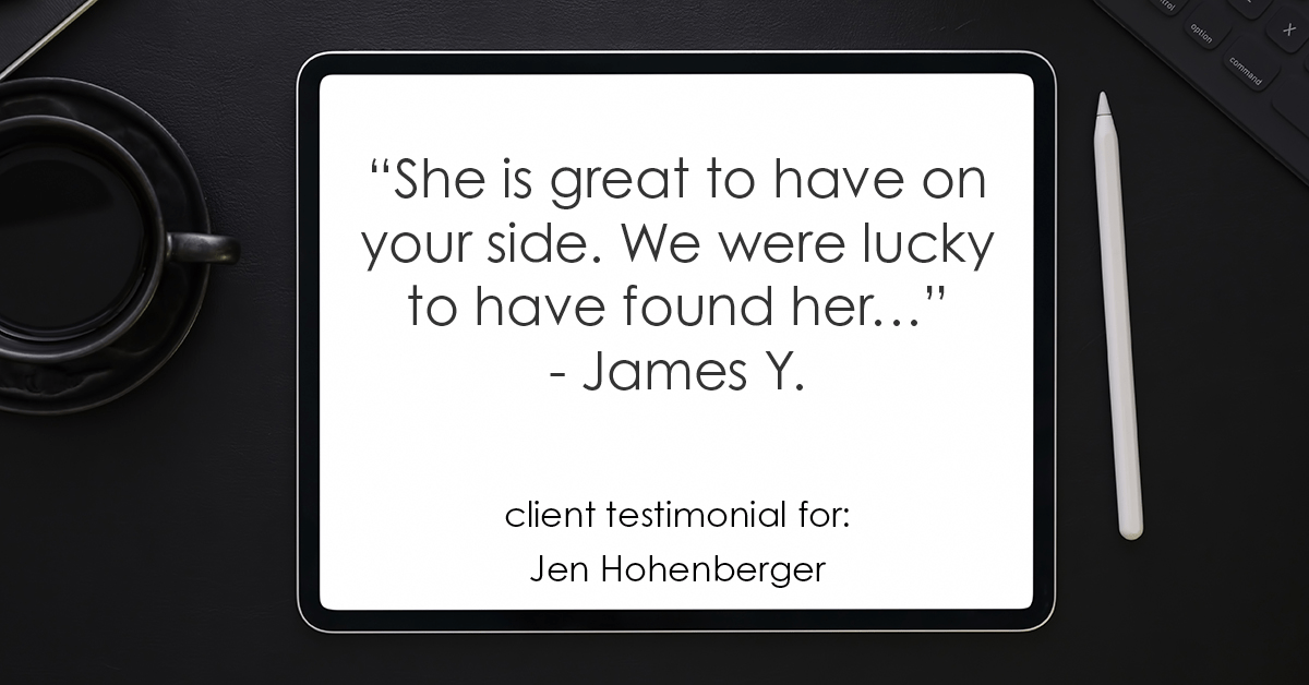 Testimonial for real estate agent Jen Hohenberger in Exton, PA: "She is great to have on your side. We were lucky to have found her…" - James Y.