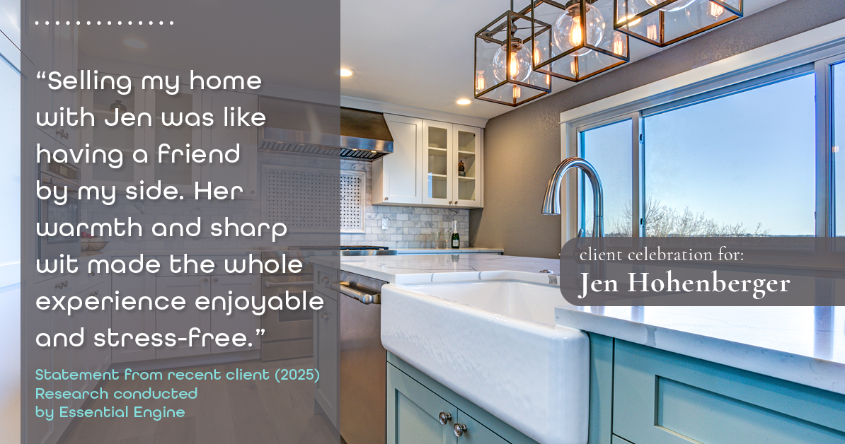 Testimonial for real estate agent Jen Hohenberger with Coldwell Banker Realty in Exton, PA: "Selling my home with Jen was like having a friend by my side. Her warmth and sharp wit made the whole experience enjoyable and stress-free."