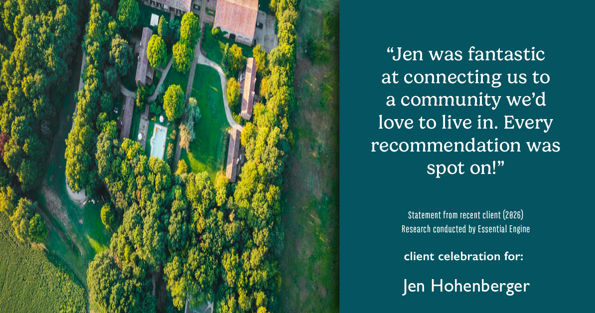 Testimonial for real estate agent Jen Hohenberger with Coldwell Banker Realty in Exton, PA: "Jen was fantastic at connecting us to a community we'd love to live in. Every recommendation was spot on!"