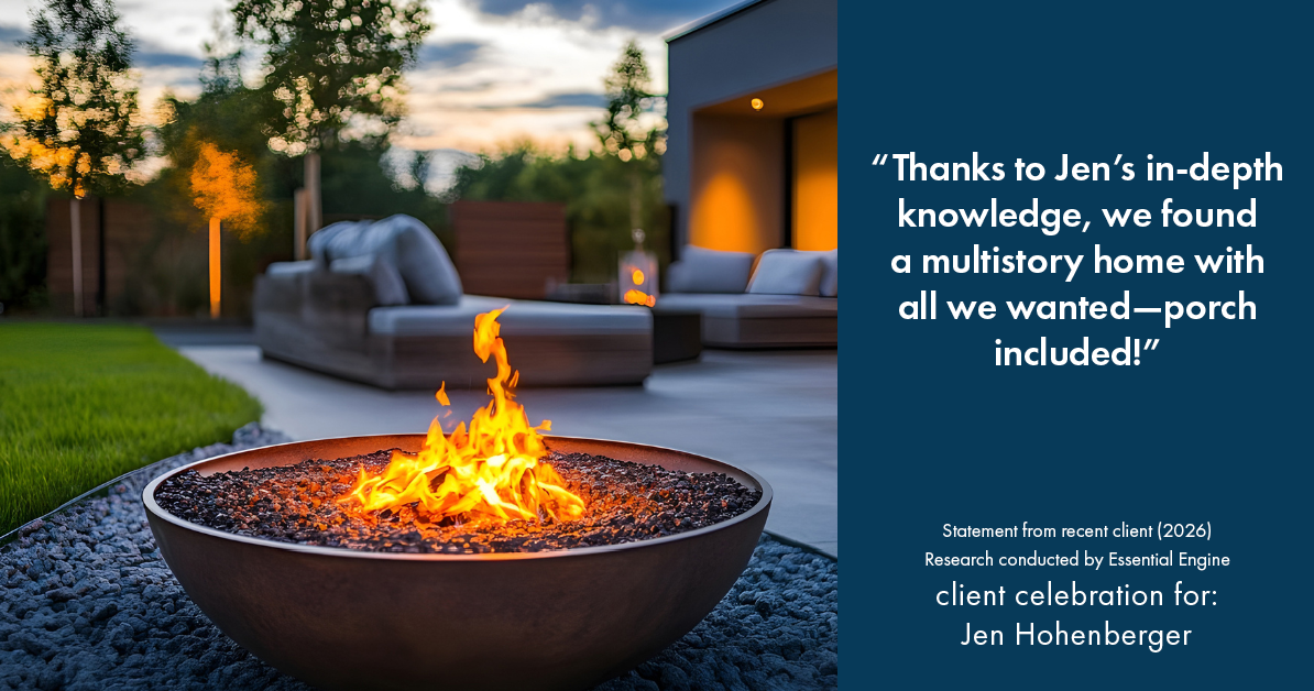 Testimonial for real estate agent Jen Hohenberger with Coldwell Banker Realty in Exton, PA: "Thanks to Jen's in-depth knowledge, we found a multistory home with all we wanted—porch included!"