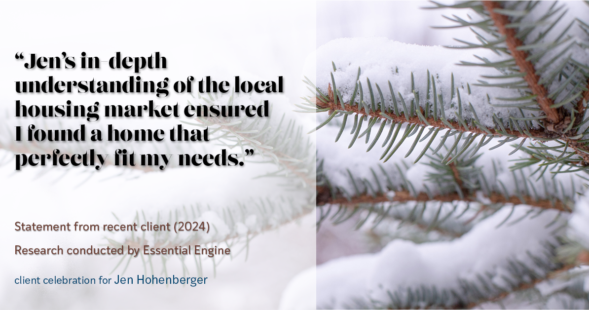 Testimonial for real estate agent Jen Hohenberger with Coldwell Banker Realty in Exton, PA: "Jen's in-depth understanding of the local housing market ensured I found a home that perfectly fit my needs."