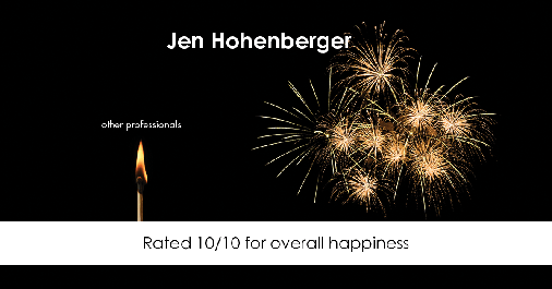 Testimonial for real estate agent Jen Hohenberger in , : Happiness Meters: Fireworks 10/10 (overall happiness)