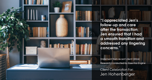 Testimonial for real estate agent Jen Hohenberger with Coldwell Banker Realty in Exton, PA: "I felt confident in Jen's ability to handle all the paperwork, knowing that she was thorough and diligent in her approach."