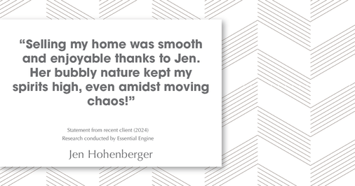Testimonial for real estate agent Jen Hohenberger with Coldwell Banker Realty in Exton, PA: "Selling my home was smooth and enjoyable thanks to Jen. Her bubbly nature kept my spirits high, even amidst moving chaos!"