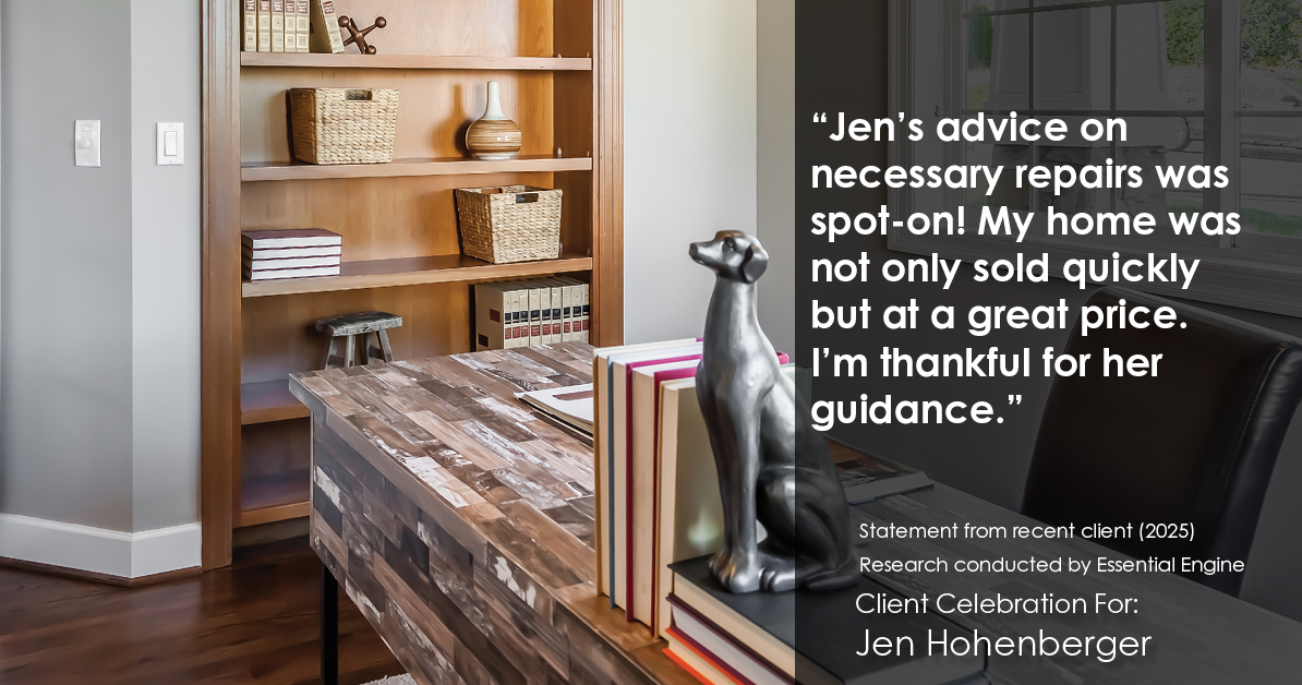 Testimonial for real estate agent Jen Hohenberger with Coldwell Banker Realty in Exton, PA: "Jen's advice on necessary repairs was spot-on! My home was not only sold quickly but at a great price. I'm thankful for her guidance."
