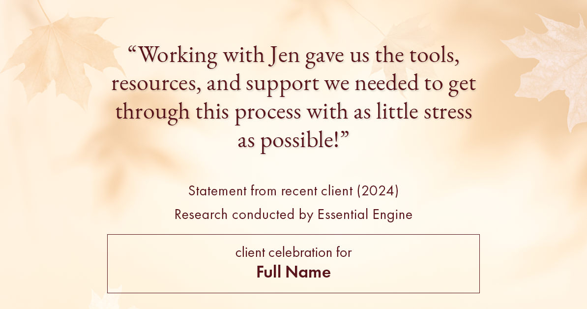 Testimonial for real estate agent Jen Hohenberger with Coldwell Banker Realty in Exton, PA: "Working with Jen gave us the tools, resources, and support we needed to get through this process with as little stress as possible!"