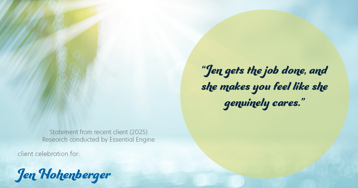 Testimonial for real estate agent Jen Hohenberger with Coldwell Banker Realty in Exton, PA: “Jen gets the job done, and she makes you feel like she genuinely cares.”