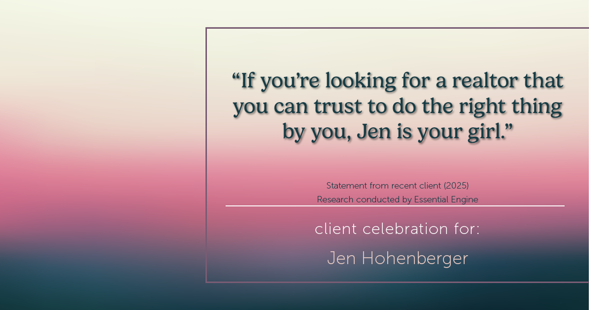 Testimonial for real estate agent Jen Hohenberger with Coldwell Banker Realty in Exton, PA: “If you're looking for a realtor that you can trust to do the right thing by you, Jen is your girl.”
