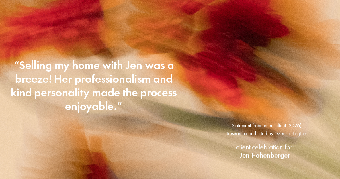 Testimonial for real estate agent Jen Hohenberger with Coldwell Banker Realty in Exton, PA: "Selling my home with Jen was a breeze! Her professionalism and kind personality made the process enjoyable."