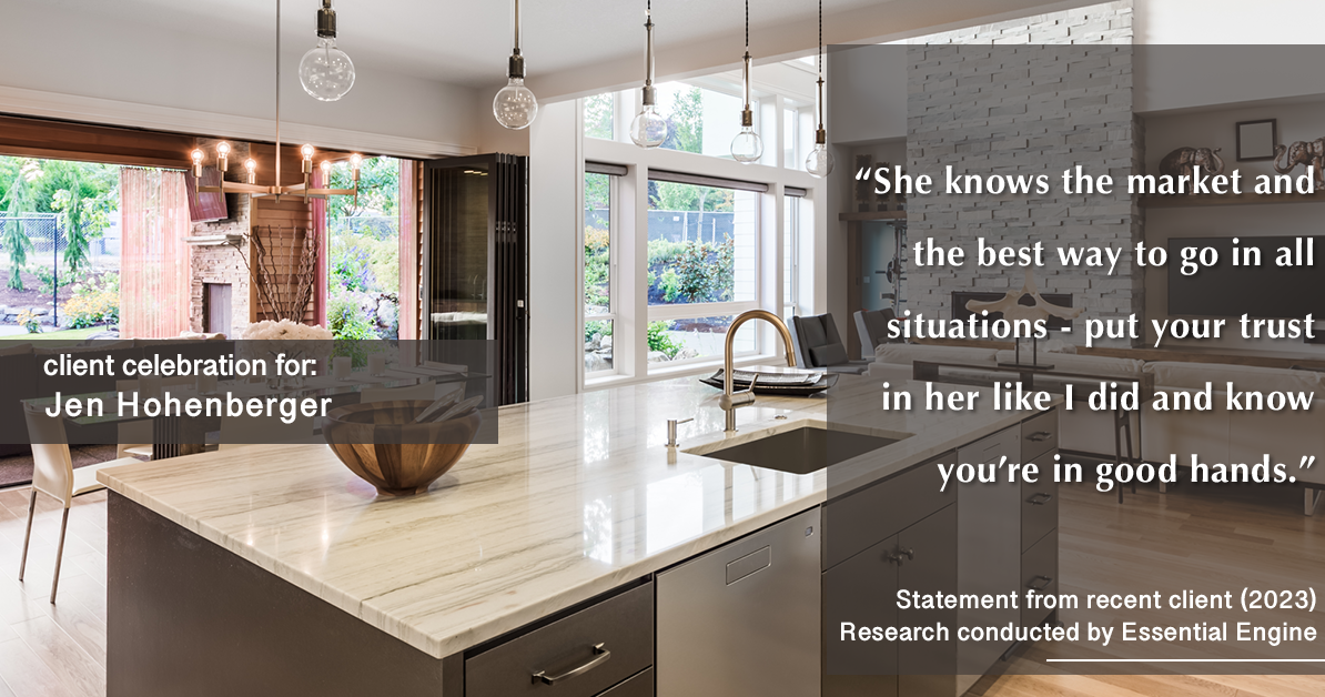Testimonial for real estate agent Jen Hohenberger with Coldwell Banker Realty in Exton, PA: “She knows the market and the best way to go in all situations - put your trust in her like I did and know you’re in good hands.”