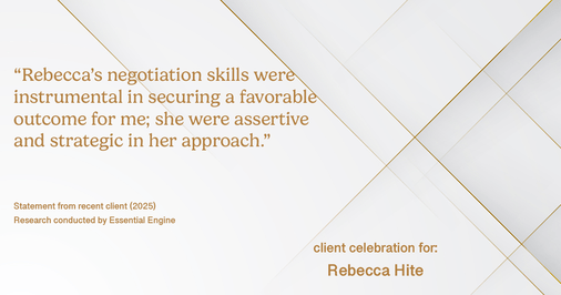 Testimonial for real estate agent Rebecca Hite with Huntington Properties, LLC in Englewood, CO: "Rebecca's negotiation skills were instrumental in securing a favorable outcome for me; she were assertive and strategic in her approach."