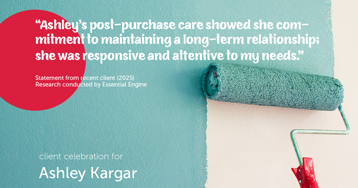 Testimonial for mortgage professional Ashley Kargar with Peoples Bank in , : "Ashley's post-purchase care showed she commitment to maintaining a long-term relationship; she was responsive and attentive to my needs."