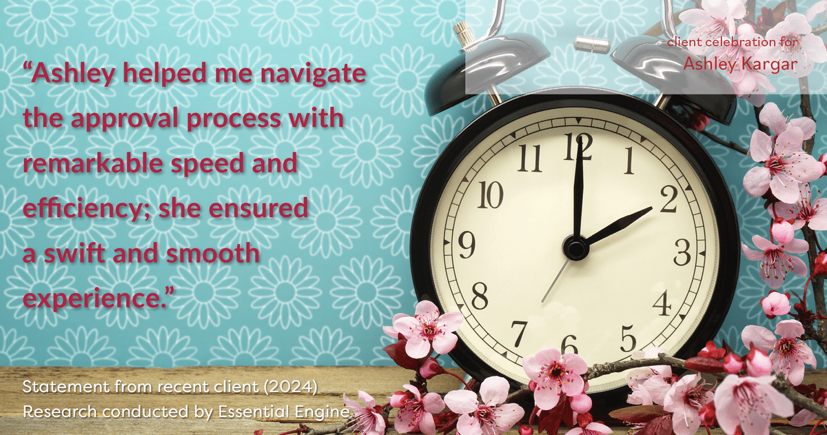 Testimonial for mortgage professional Ashley Kargar with Peoples Bank in , : "Ashley helped me navigate the approval process with remarkable speed and efficiency; she ensured a swift and smooth experience."